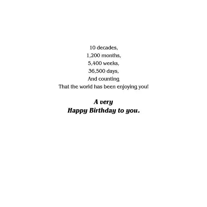 Milestone Birthday 100th