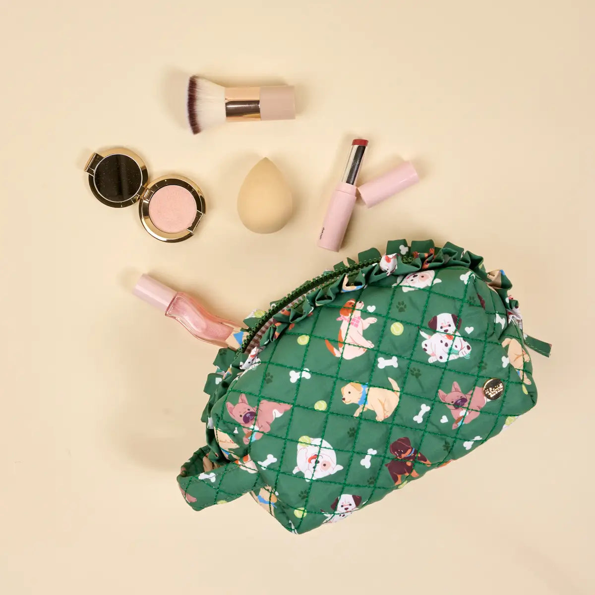 Essentials Quilted Cosmetic Pouch–Dog Days
