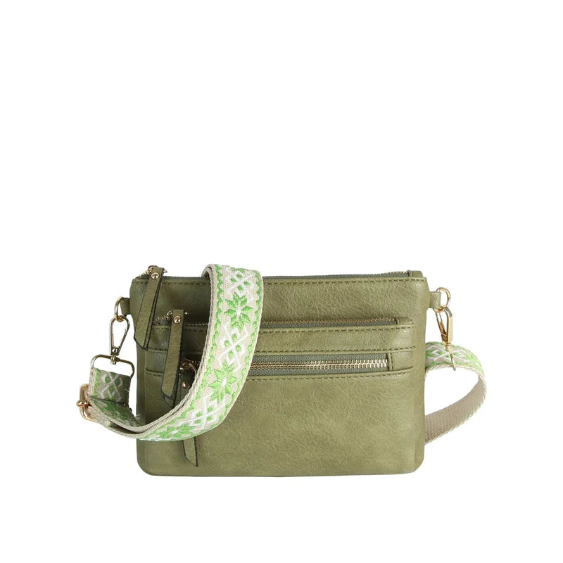 Melissa Multi Zip Pocket Crossbody With Guitar Strap