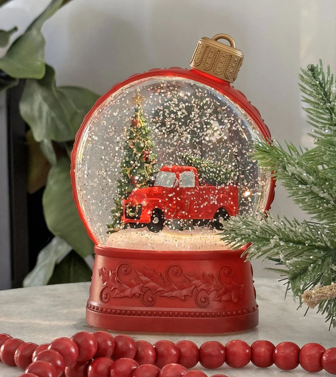 Lighted Holiday Spinning Water Globe