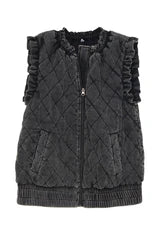 Quilted Ruffle Vest