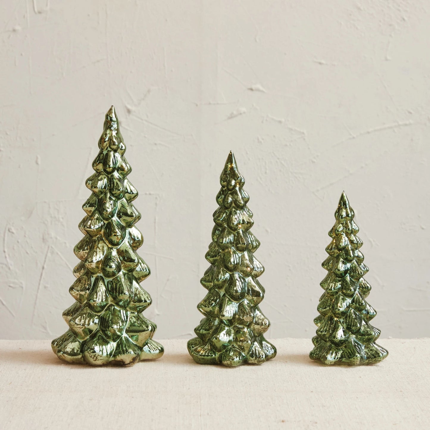 Mercury Glass LED Trees, Green