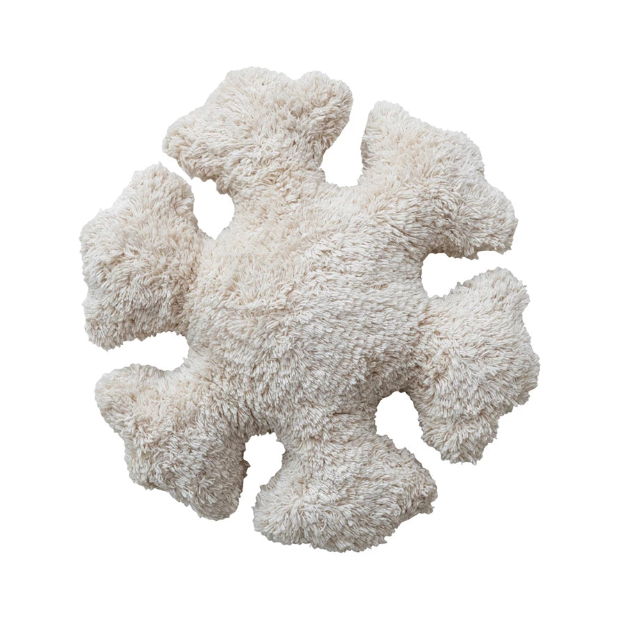 15" Round x 4"H Cotton Tufted Snowflake Shaped Pillow