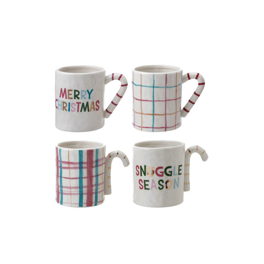 Stoneware Mug with Candy Cane Handle