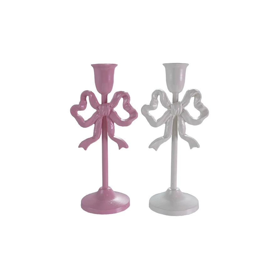 Cast Iron Bow Taper Holder, 2 Colors