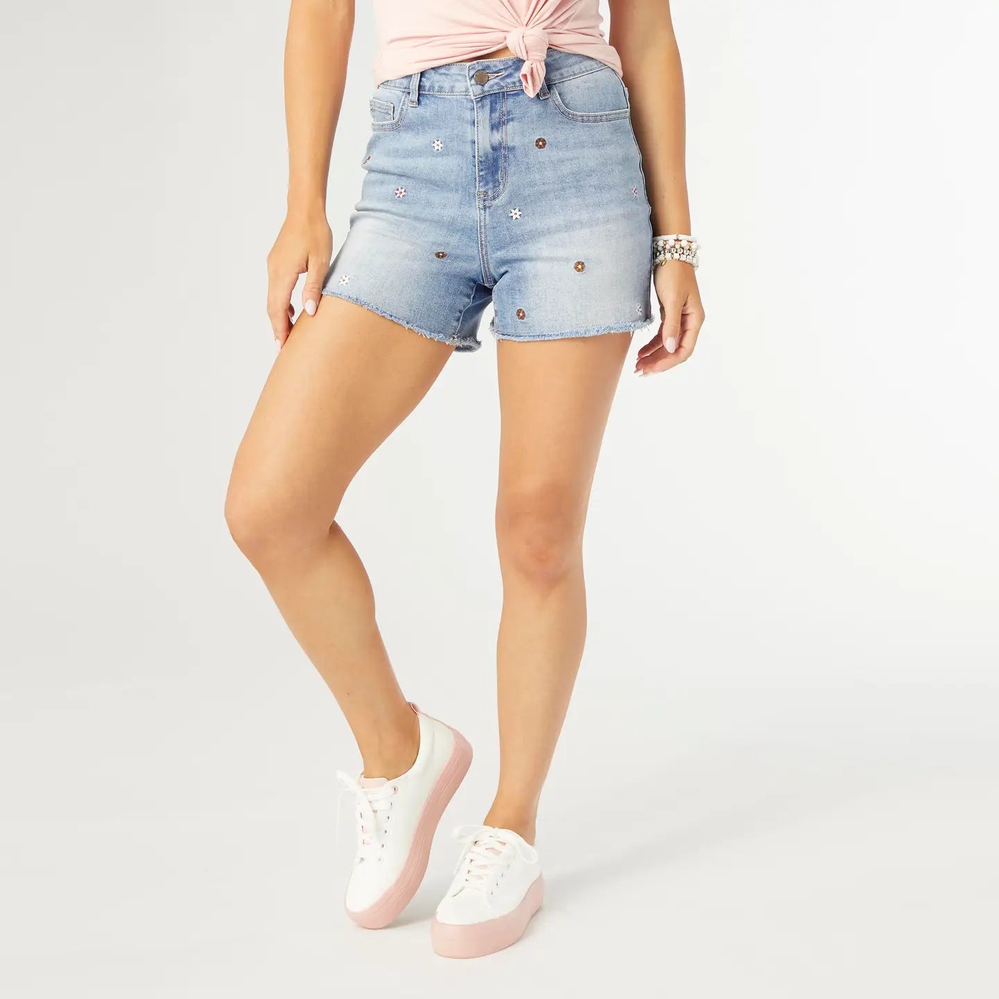 Bambu Soft Shorts with Ditsy Flower Embroidery