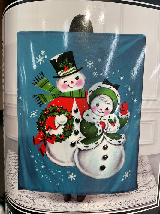 Vintage Snowman Christmas Throw Blanket