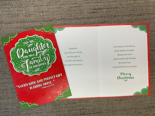 Daughter & Family Religious Christmas Card