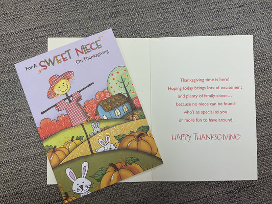 For a Sweet Niece on Thanksgiving Card