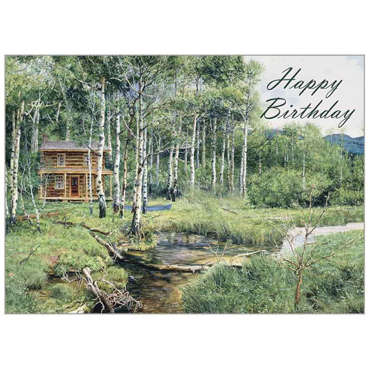 Spring Stream and Cabin - Birthday Value Card