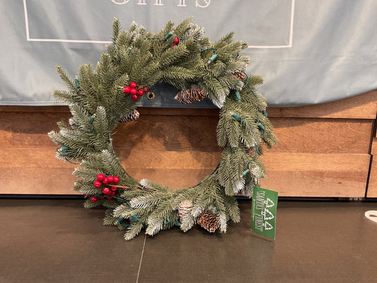 Pure Snow Tipped Wreath W/ LED Lights