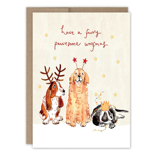 Dogs Pawesome Woofmas Christmas Holiday Card