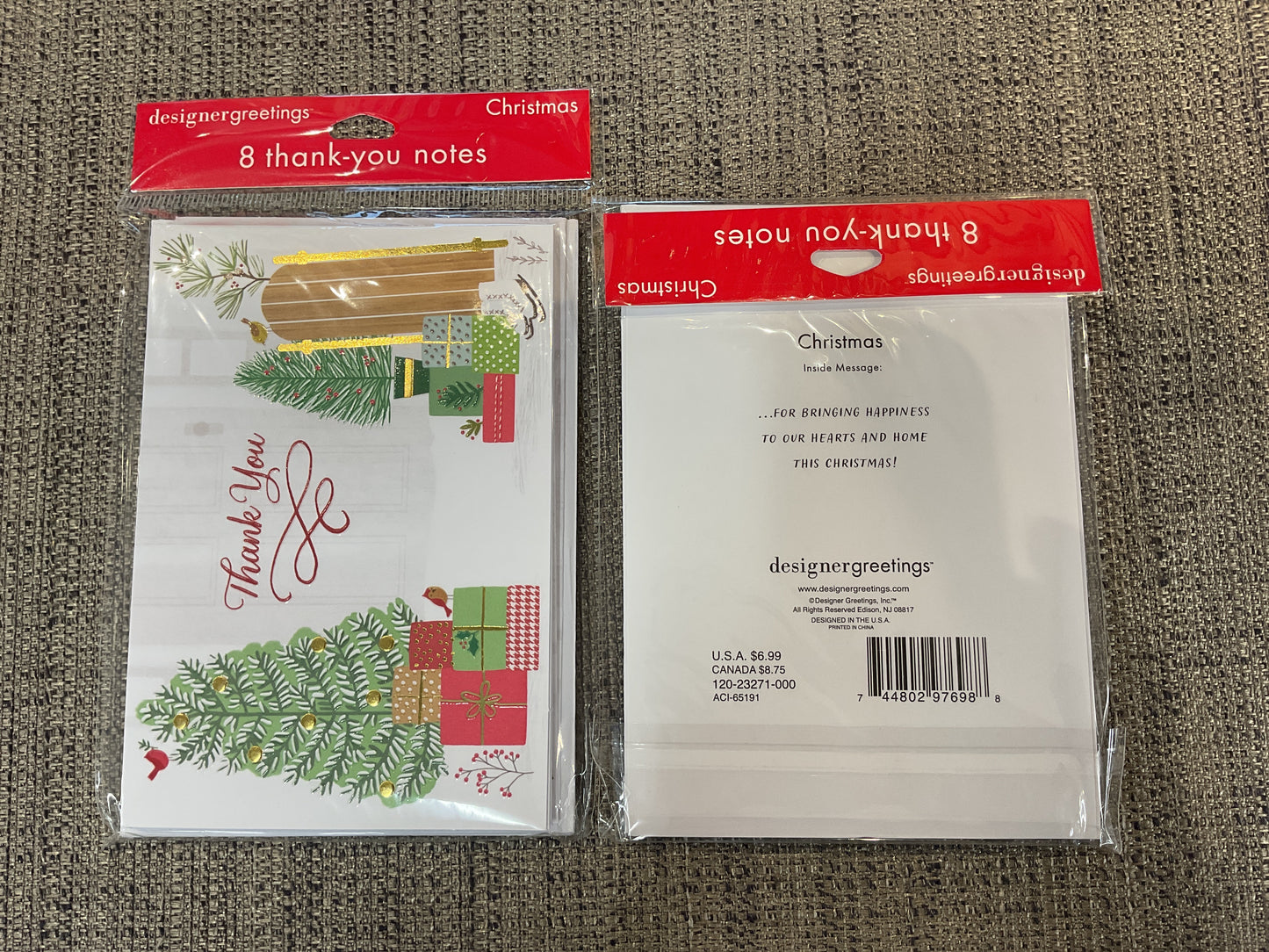 8 Ct Holiday Thank You Notes