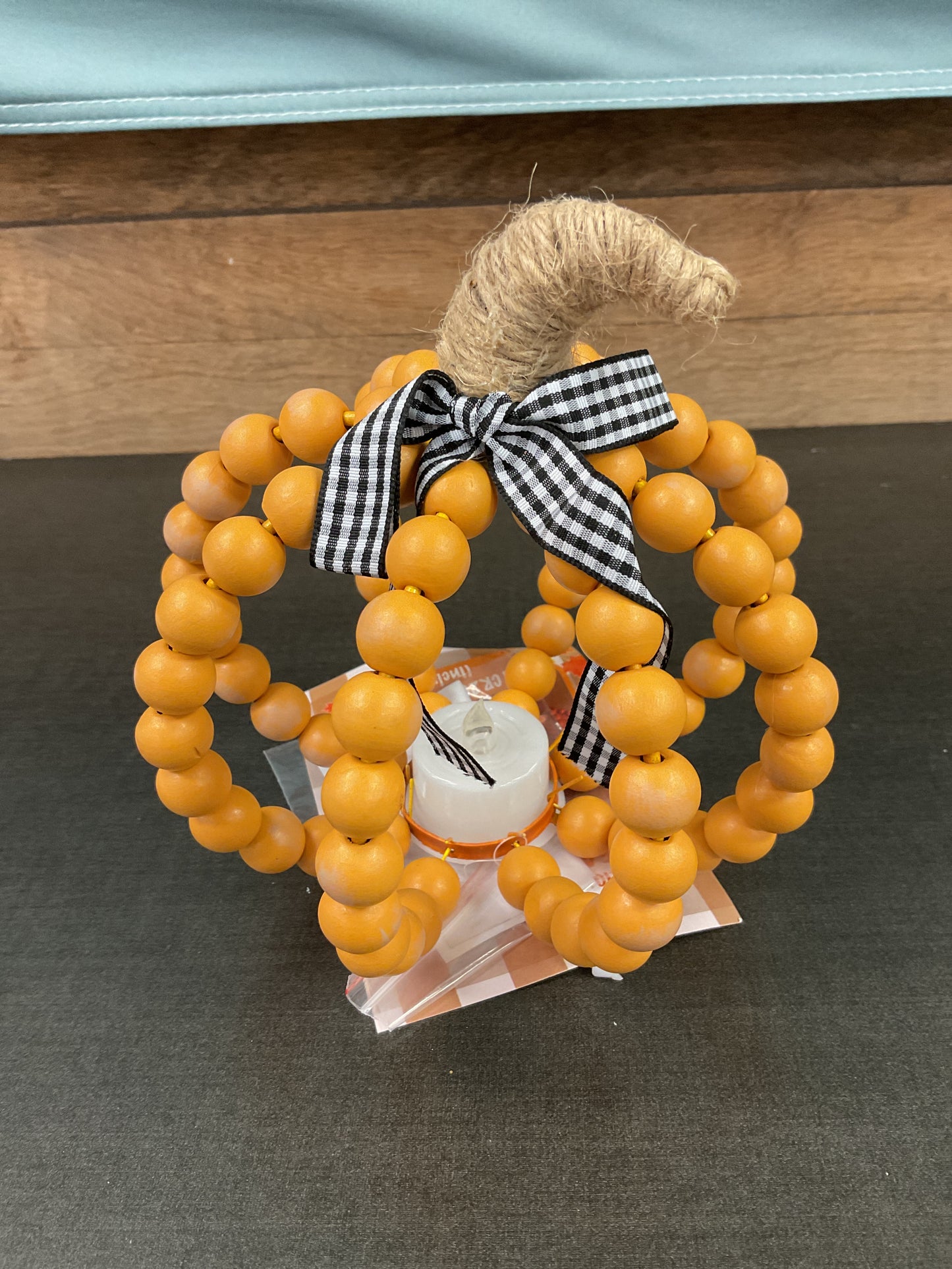 Lighted Harvest Beaded Pumpkin