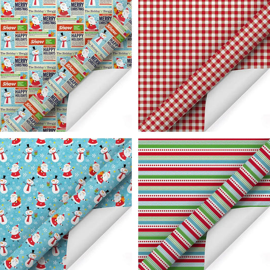 30" X 10' Holiday Wrapping Paper Bundle (4-pack) | Extra, Extra