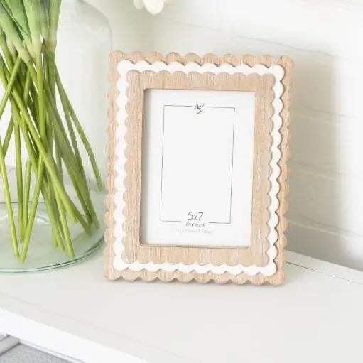 Wood Photo Frame (Scallop) Ntrl/Wh (5x7)