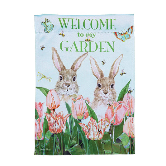 Welcome To My Garden Suede Flag