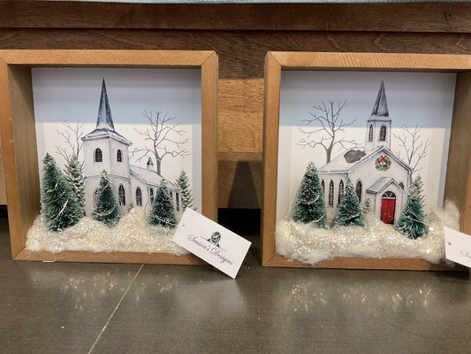 8"Church Shadow Box 2 Asst