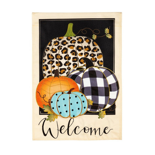 Mixed Print Pumpkins Garden Linen Flag