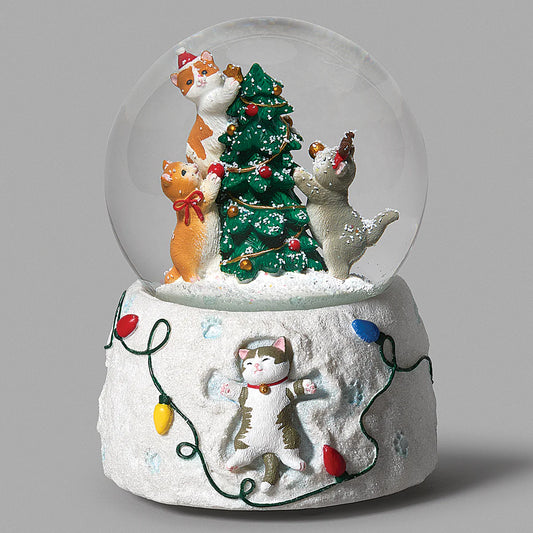 Glitterdome Musical Cats with Tree
