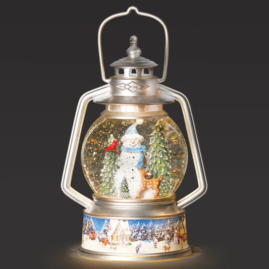 Confetti Lites Lighted Swirl Lantern with Snowman & Village Scene Base