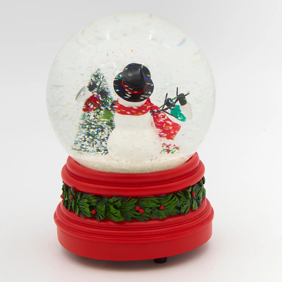 Glitterdome Musical Snowman with String Lights
