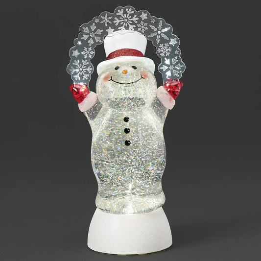 Confetti Lites Lighted Swirl Snowman with Blinking Snowflakes