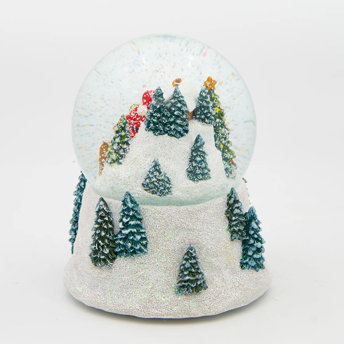 Glitterdome Musical Santa & Animals with Snowman Base