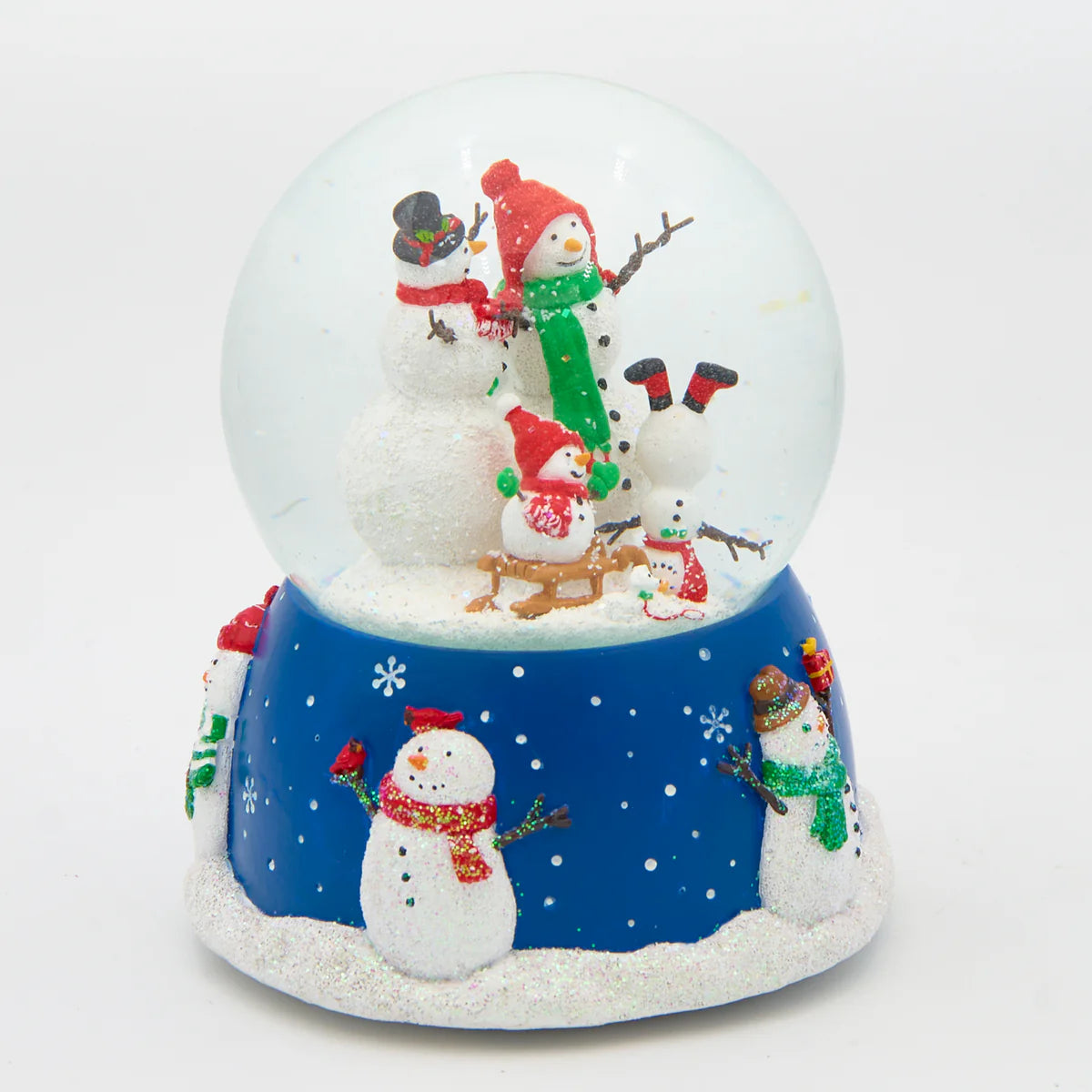 Glitterdome Musical Snowman Family