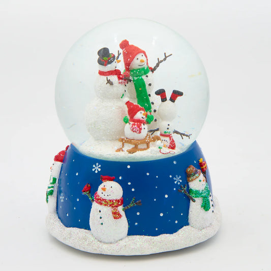 Glitterdome Musical Snowman Family