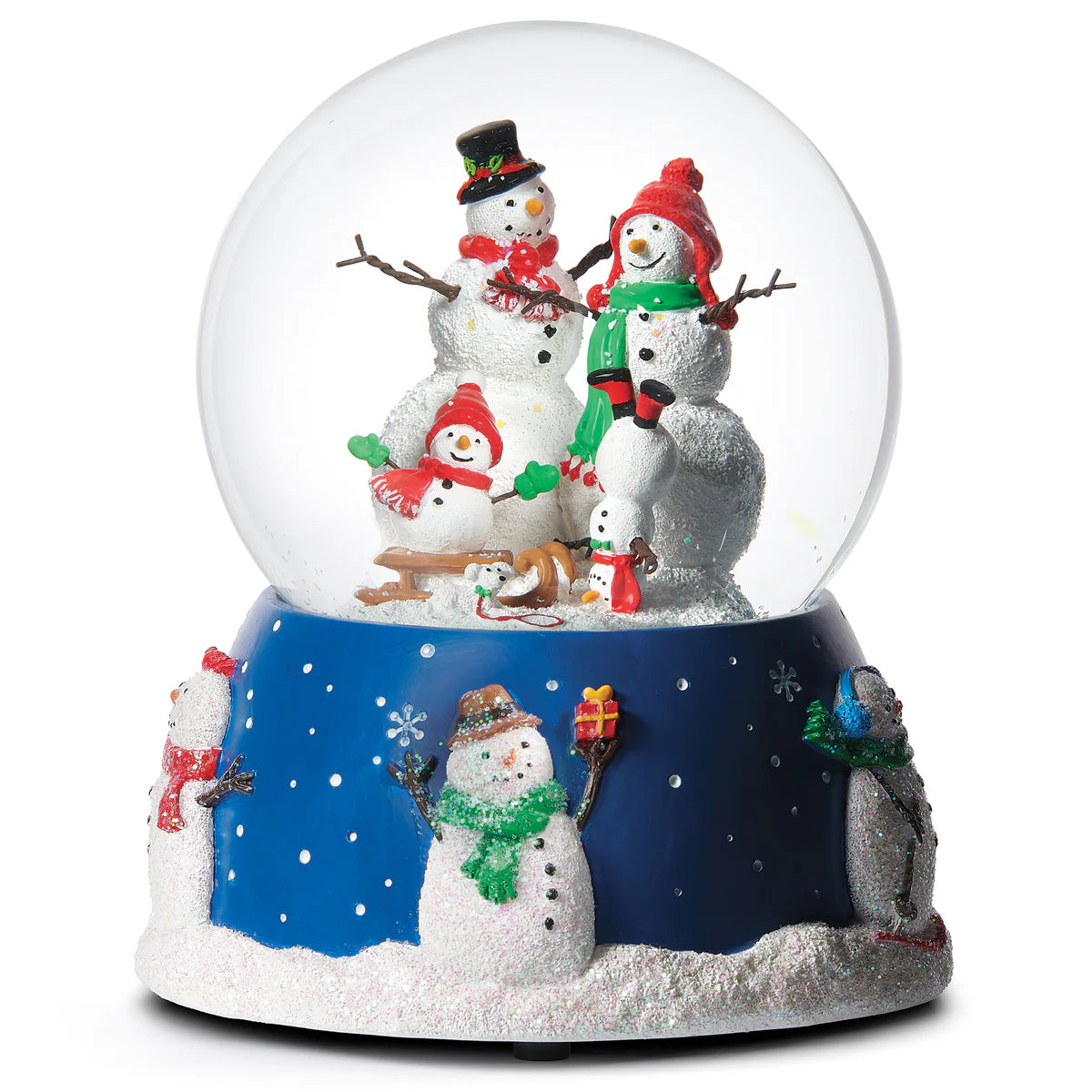 Glitterdome Musical Snowman Family