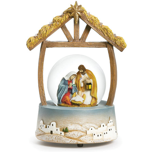 Glitterdome Musical Holy Family in Stable