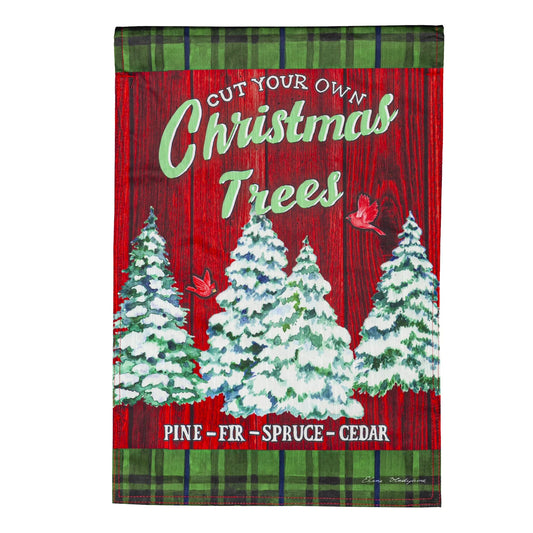 Christmas Tree Farm Garden Strie Flag