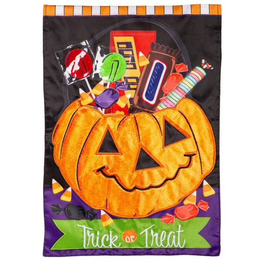 Trick or Treat Bucket Applique Garden Flag