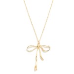 Gold Chain Link Necklace Featuring Metal Bow Pendant