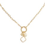 Necklace with Clover & Pearl Charms