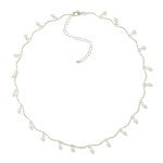 Metal Tone Linked Bar Necklace Featuring Pearl Accents