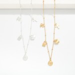 Chain Link Necklace Featuring Metal Tone Charms
