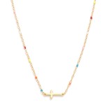 East / West Cross Necklace with Painted Detail