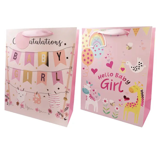 Baby Girl Foil Front Gift Bag