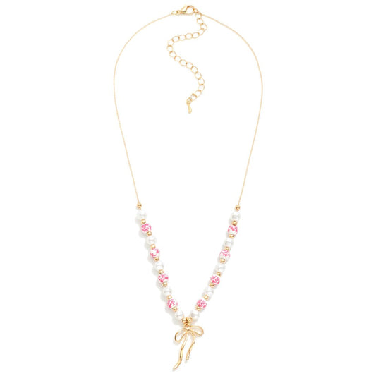Pearl & Chinoiserie Beaded Chain Necklace