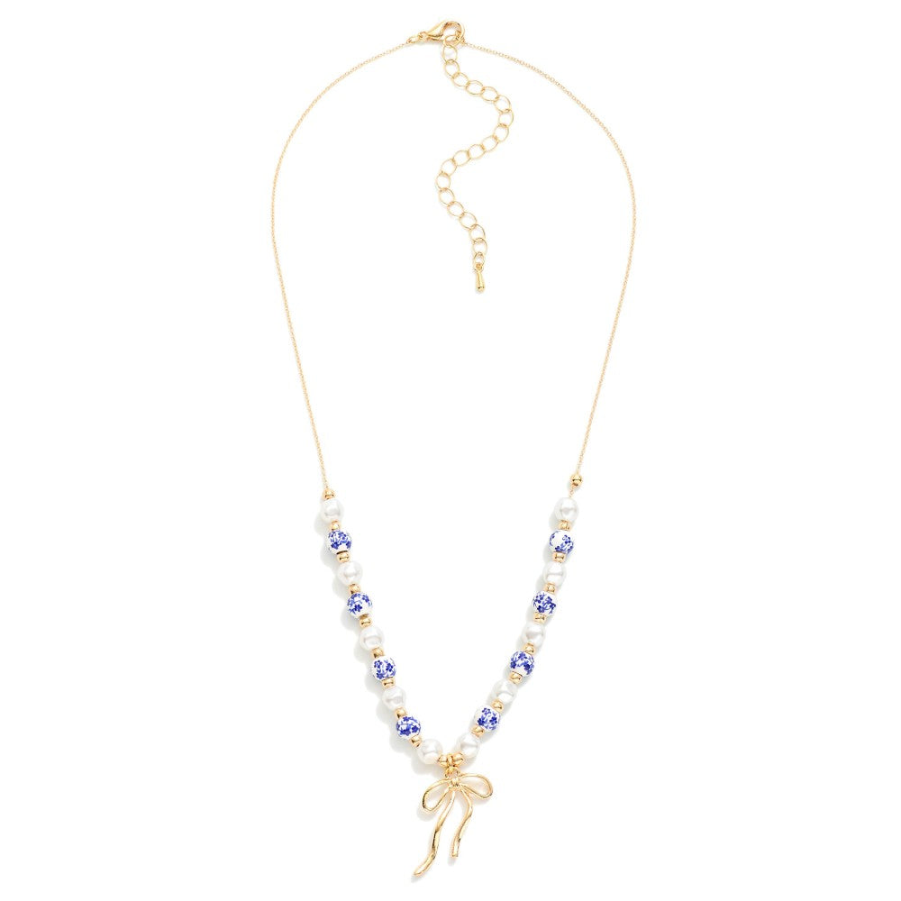 Pearl & Chinoiserie Beaded Chain Necklace