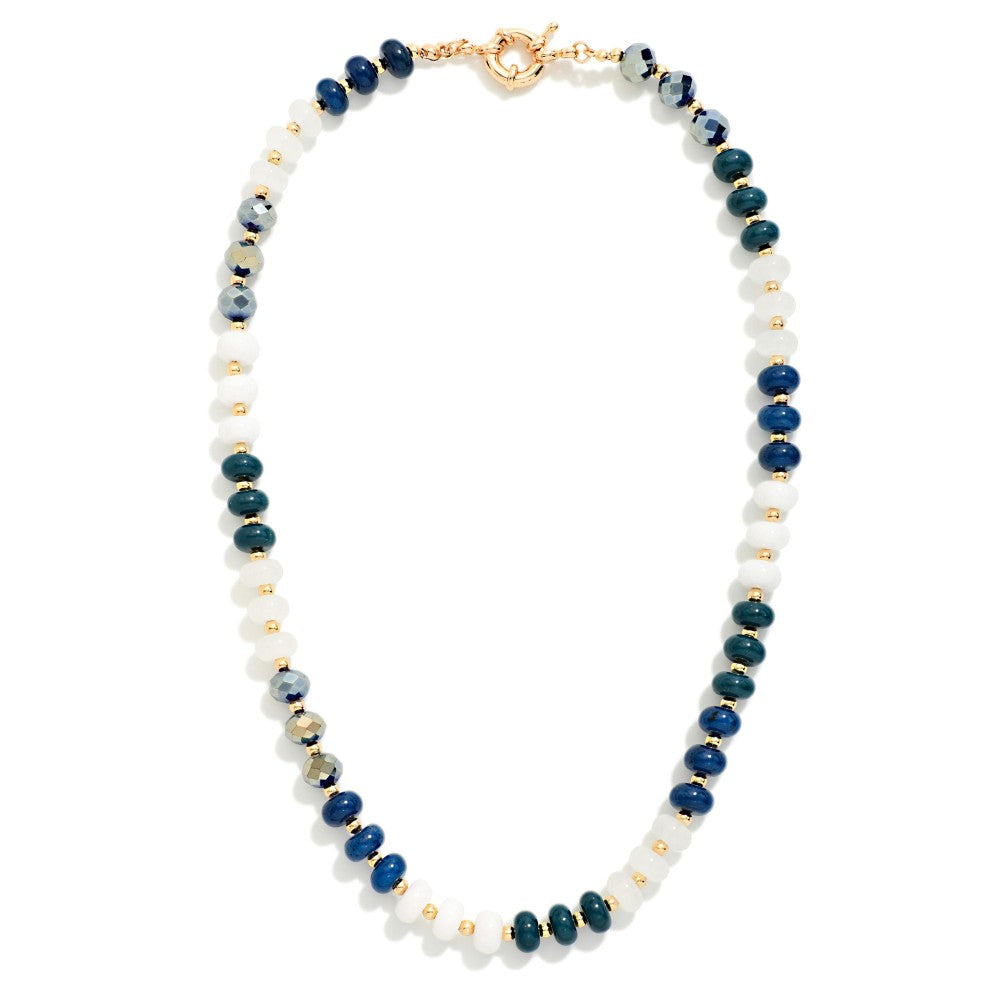 Stone & faceted Bead Game Day Beaded Necklace