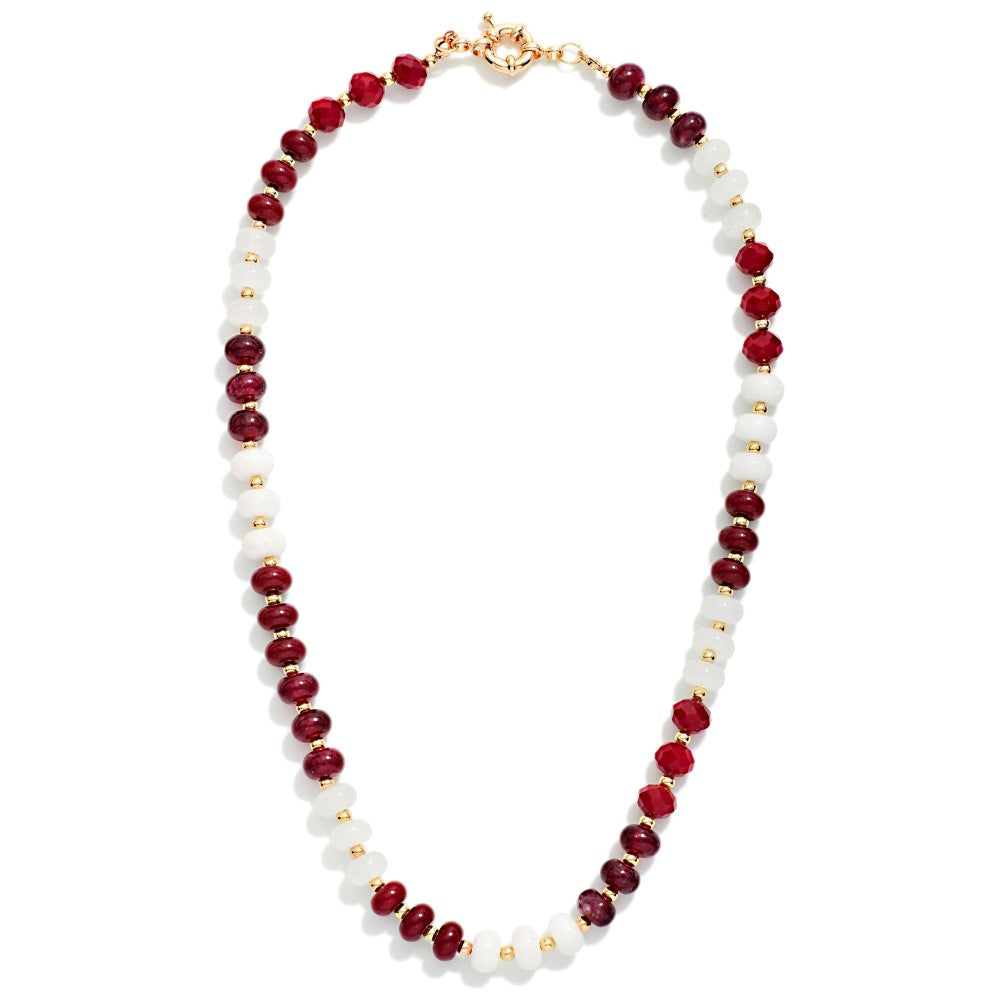 Stone & faceted Bead Game Day Beaded Necklace