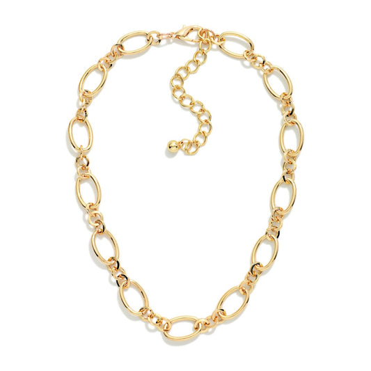 Oval & Small Hoop Link Chain Link Necklace