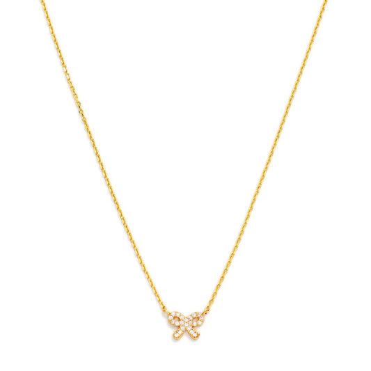 Chain Link Necklace Featuring Cubic Zirconia Bow Pendant