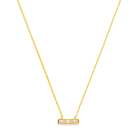 Chain Link Necklace Featuring Cubic Zirconia Bar Pendant
