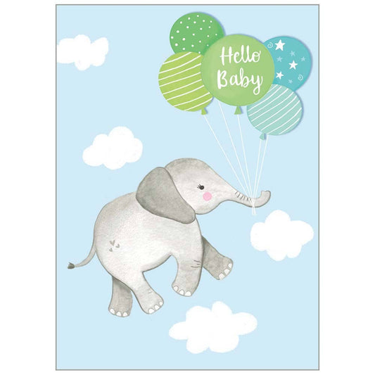Blue Elephant - Baby Boy Card