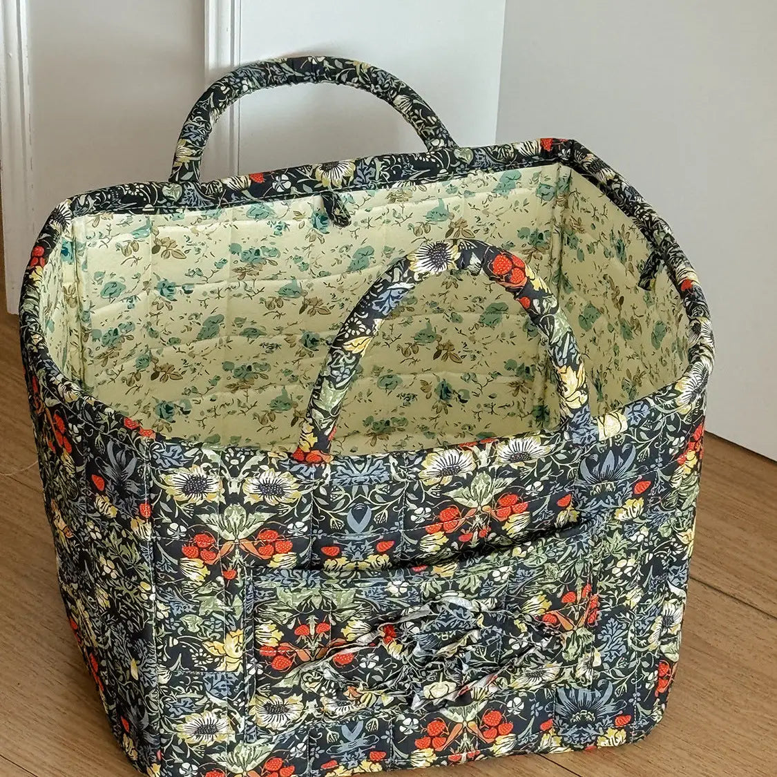 Corduroy Floral Storage Tote