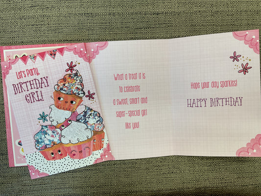 Girl Juvenile Birthday Card *With Stickers*